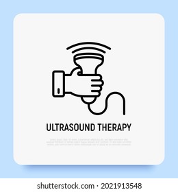 Ultrasound therapy, physiotherapy thin line icon. Modern vector illustration.