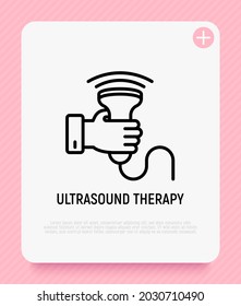 Ultrasound therapy, physiotherapy thin line icon. Modern vector illustration.