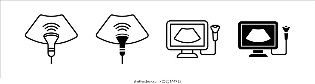 Ultrasound vector filled and outlined iconss collection