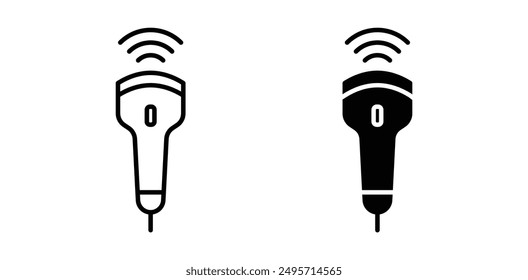 Ultrasound vector icon set in black color.