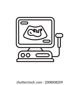 Ultrasound vector outline icon style illustration. EPS 10 File Nursing and Midwifery symbol