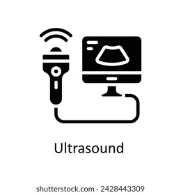Ultrasound vector solid outline icon style illustration. EPS 10 File stock illustration