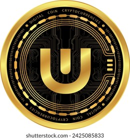 ultra-uos cryptocurrency images on abstract background. 3d illustrations.