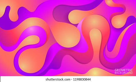 Ultraviolet abstract geometric background. Paint splashes. Vector. Fluid colorful. Cut off wavy sheets of paper. Origami style. Art of carving. Trendy gradient shapes composition. 