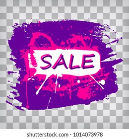 Ultraviolet abstract sale shopping banner with splashes on chequered background