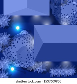 Ultraviolet building map top view city electric night light illuminated house and cars and tree. Vector illustration futuristic architecture design center town.