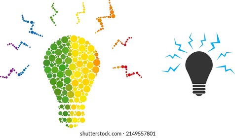 Ultraviolet bulb composition icon of circle spots in various sizes and spectrum color tinges. A dotted LGBT-colored ultraviolet bulb for lesbians, gays, bisexuals, and transgenders.