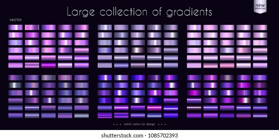 Ultraviolet collection of gradients Large set of fashion palettes for ribbon cup background frame banner card cover label flyer etc Vector template
