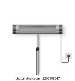 Ultraviolet, electric heater on a stand in the off state, 3D vector illustration.