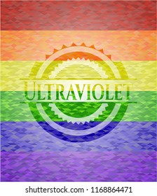 Ultraviolet emblem on mosaic background with the colors of the LGBT flag