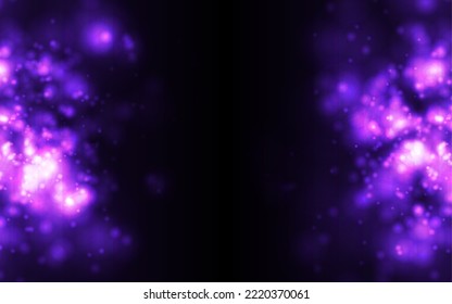 Ultraviolet glowing bokeh lights abstract background. Vector design