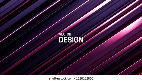 Ultraviolet layered surface. Abstract geometric sliced background. Vector illustration. Random layers pattern. Striped texture. Futuristic elegant decoration. Luxury banner or cover design