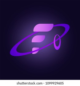 Ultraviolet letter f abstract logo design template