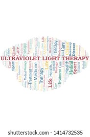Ultraviolet Light Therapy word cloud. Wordcloud made with text only.