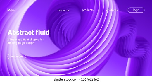 Ultraviolet Liquid Shape. Abstract Fluid Design, Landing Page Futuristic Concept. Purple Wave Poster with 3d Liquid in Movement. Flow Dynamic Banner, Vibrant Gradient. Art Brush Paint, Fluid Shapes.