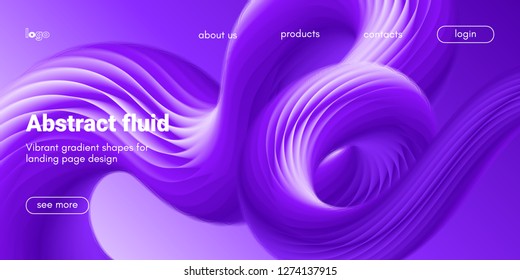 Ultraviolet Liquid Shape. Abstract Fluid Design, Landing Page Futuristic Concept. Purple Wave Poster with 3d Liquid in Movement. Flow Dynamic Banner, Vibrant Gradient. Art Brush Paint, Fluid Shapes.