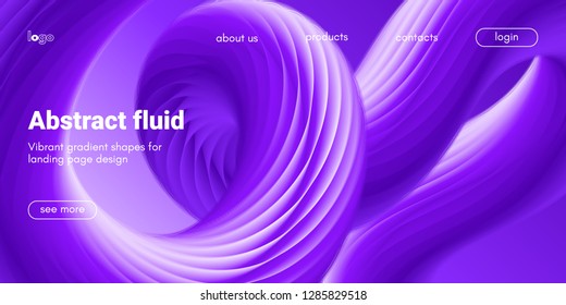 Ultraviolet Liquid Shape. Abstract Fluid Design, Landing Page Futuristic Concept. Purple Wave Poster with 3d Liquid in Movement. Flow Dynamic Banner, Vibrant Gradient. Art Brush Paint, Fluid Shapes.