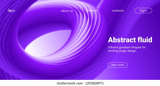 Ultraviolet Liquid Shape. Abstract Fluid Design, Landing Page Futuristic Concept. Purple Wave Poster with 3d Liquid in Movement. Flow Dynamic Banner, Vibrant Gradient. Art Brush Paint, Fluid Shapes.