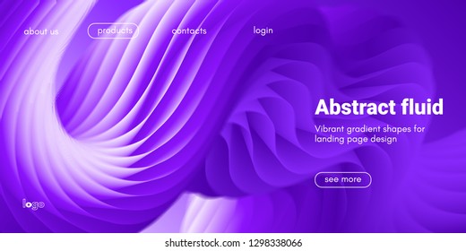 Ultraviolet Liquid Shape. Abstract Fluid Design, Landing Page Futuristic Concept. Purple Wave Poster with 3d Liquid in Movement. Flow Dynamic Banner, Vibrant Gradient. Art Brush Paint, Fluid Shapes.