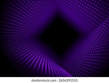 Fondo de alta tecnología abstracto de cuadrados lineales punteados brillantes de neón ultravioleta. Diseño de Vector geométrico futurista