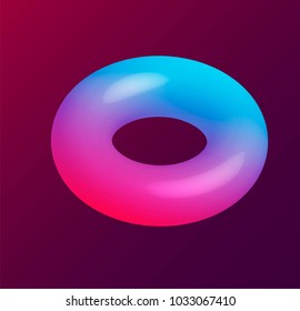 Ultraviolet neon torus glowing in the dark.