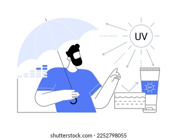 Ultraviolet radiation abstract concept vector illustration. Radiation protection, ozone layer destruction, ultraviolet irradiation, epidermis disease cause, UV rays exposure abstract metaphor.