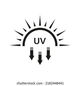 Ultraviolet Rays Silhouette Black Icon. Sun UV Arrow Protect Radiation Glyph Pictogram. Sunblock Protection Defense Skin Care Icon. SPF Sun Ray Resistant Sunblock. Isolated Vector Illustration.