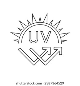 Ultraviolet Rays Silhouette Black Line Icon. SPF Sun Ray Resistant Sunblock. Sun UV Arrow Protect Radiation Glyph Pictogram. Sunblock Protection Defense Skin Care Icon. Isolated Vector