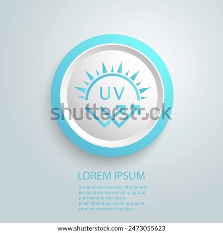 Ultraviolet Rays Silhouette blue Icon. SPF Sun Ray Resistant Sunblock. Sun UV Arrow Protect Radiation Glyph Pictogram. Sunblock Protection Defense Skin Care Icon. Isolated Vector