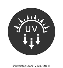 Icono de silueta de rayos ultravioleta. Sun UV Arrow Protect Radiation Glyph Pictograma. Icono de protección solar para el cuidado de la piel. Bloqueador solar resistente a rayos solares SPF. Vector aislado