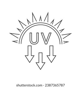 Ultraviolet Rays Silhouette Line Icon. Sun UV Arrow Protect Radiation Glyph Pictogram. Sunblock Protection Defense Skin Care Icon. SPF Sun Ray Resistant Sunblock. Isolated Vector