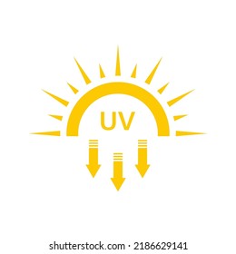 Ultraviolet Rays Silhouette Yellow Icon. Sun UV Arrow Protect Radiation Glyph Pictogram. Sunblock Protection Defense Skin Care Icon. SPF Sun Ray Resistant Sunblock. Isolated Vector Illustration.