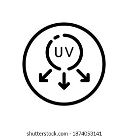 Ultraviolet rays sun. Weather icon in a circle. Isolated vector illustration