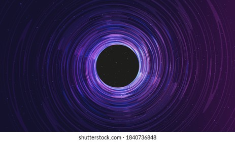 UltraViolet Spiral Black Hole on Galaxy Background.planet and physics concept design,vector illustration.