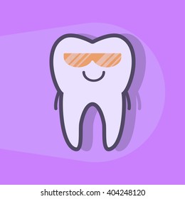 Ultraviolet teeth whitening concept. Tooth under UV light. Dental vector illustration
