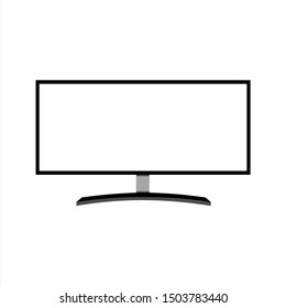 Ultrawide LED monitor  isolated on white background. Monitor with empty screen. blank copy space on modern design.  Flat icon vector illustration.