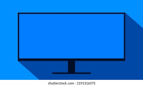 Ultrawide monitor display flat graphic with long shadow vector background