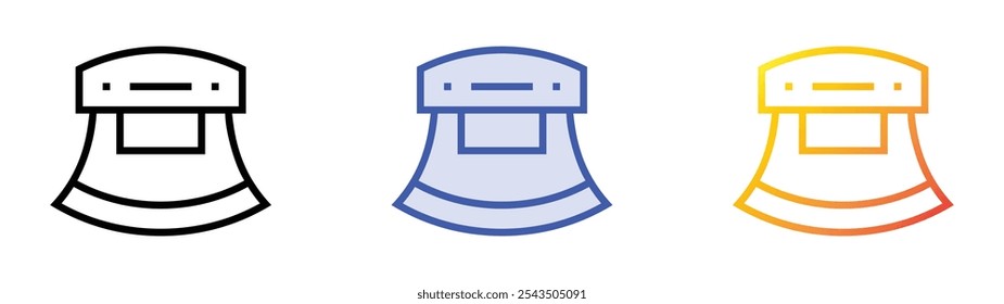 Icono de cuchilla de Ulu. Lineal, relleno azul y diseño de estilo degradado aislado sobre fondo blanco