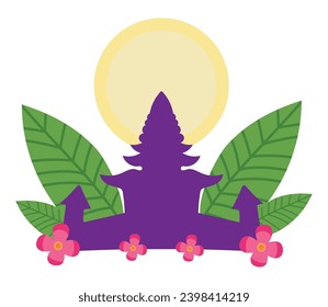 ulum danu lempuyang temple silhouette vector isolated