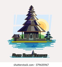The Ulun Danau Temple, Bali, Indonesia - vector illustration