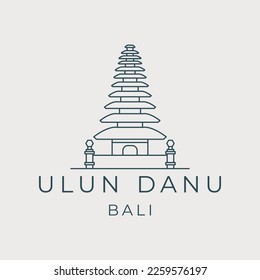 ulun danu bali logo line art vector template illustration design. traditional monument temple icon