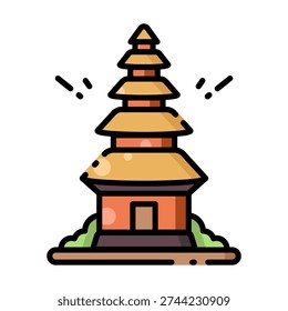 Ulun Danu Beratan Temple Icon Vector Illustration of Bali Landmark