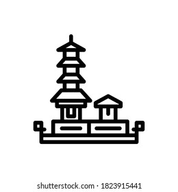 Ulun Danu Bratan (Landmarks Monuments) icon outline vector. isolated on white background