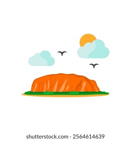 Uluru Australian Symbol Vector Illustration