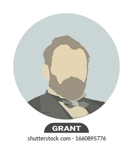 Ulysses S. Grant, President of the United States of America. Stylized portrait. Vector illustration on white background