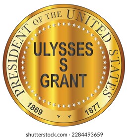 Ulysses S Grant president of the United States of America round stamp