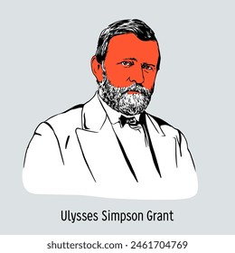 Ulysses Simpson Grant war ein amerikanischer Politiker und Militärführer, der 18. Präsident der Vereinigten Staaten. handgezeichnete Vektorillustration