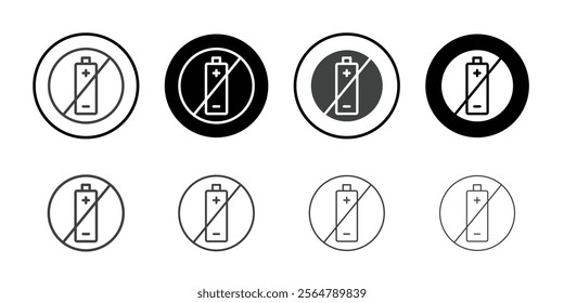 um Batteries Forbidden icon simple vector symbol