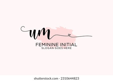 UM beauty monogram and elegant logo design handwriting logo of initial signature, wedding, fashion, floral and botanical with creative template.