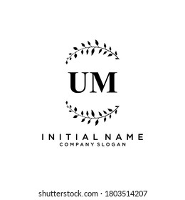 UM Beauty vector initial logo, handwriting logo of initial signature, wedding, fashion, jewerly, boutique, floral and botanical with creative template for any company or business.
